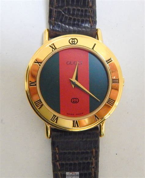 gucci ladies watch red green enameled striped case all original|Gucci watches ladies leather band.